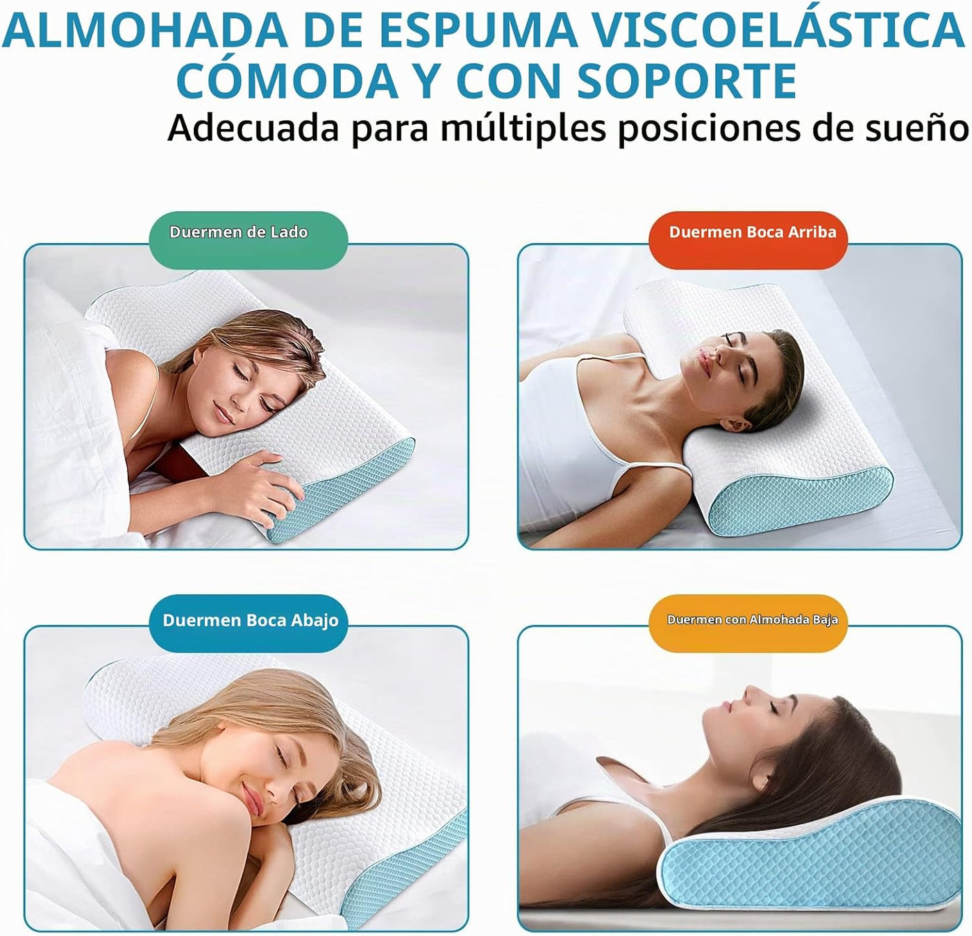 Almohadas de espuma viscoelástica Ylekto para el cuello, almohada p...
