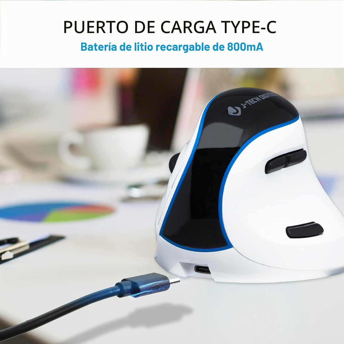 J-Tech Digital Ratón inalámbrico, mouse ergonómico vertical con mod...