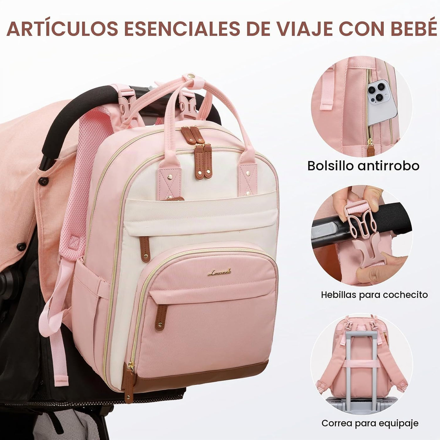 LOVEVOOK Mochila para Pañales, Bolsa de Bebé con Cambiador, Mochila...
