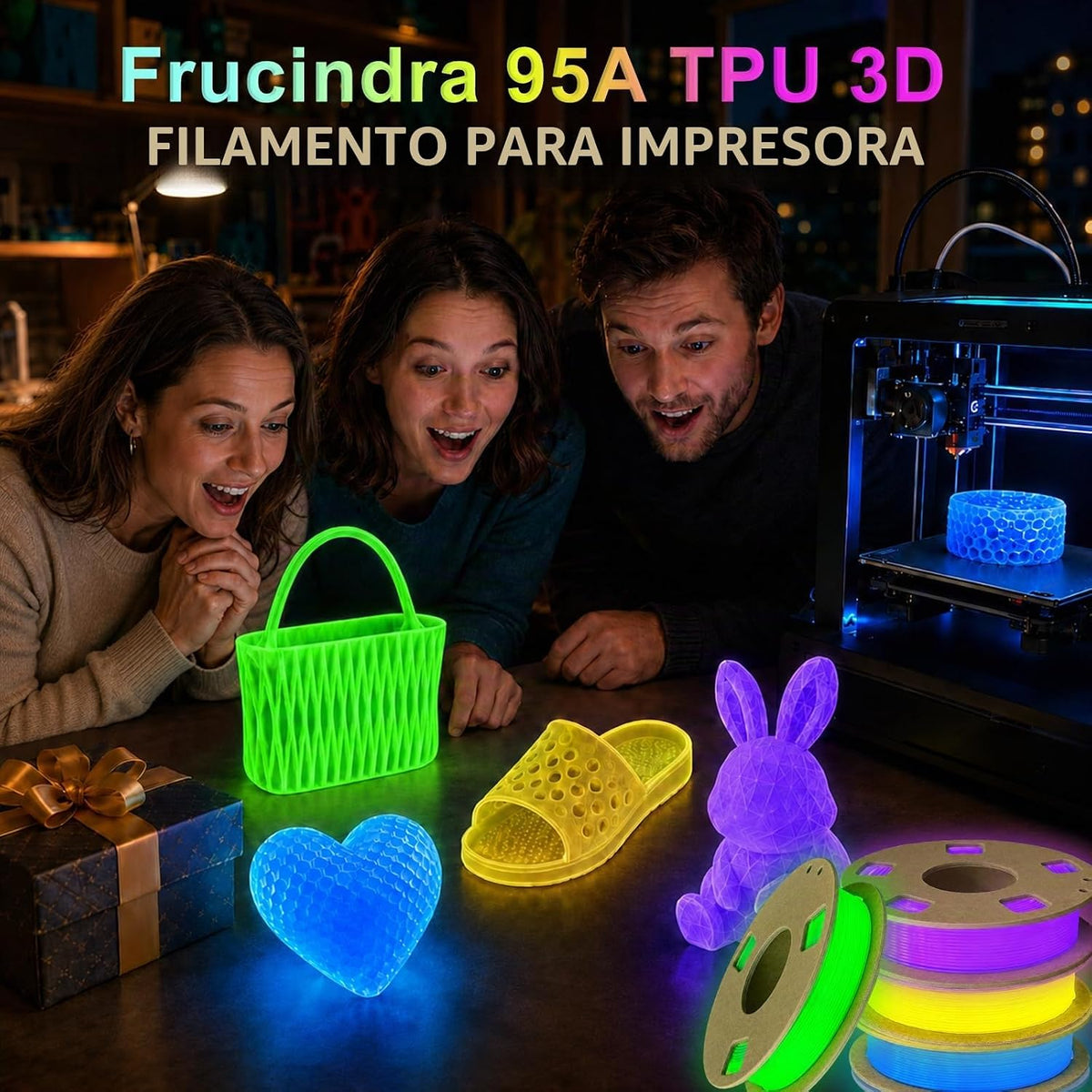 Frucindra Paquete de filamentos para impresora 3D de TPU 95A que br...