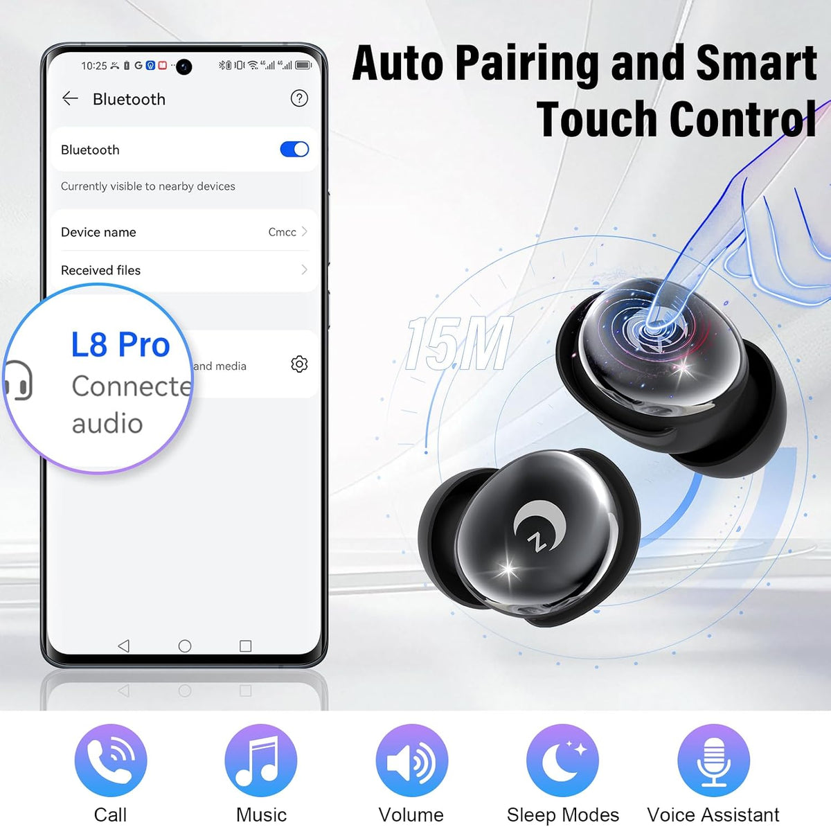 Auriculares para dormir Bluetooth 5.4 con pantalla táctil para dorm...