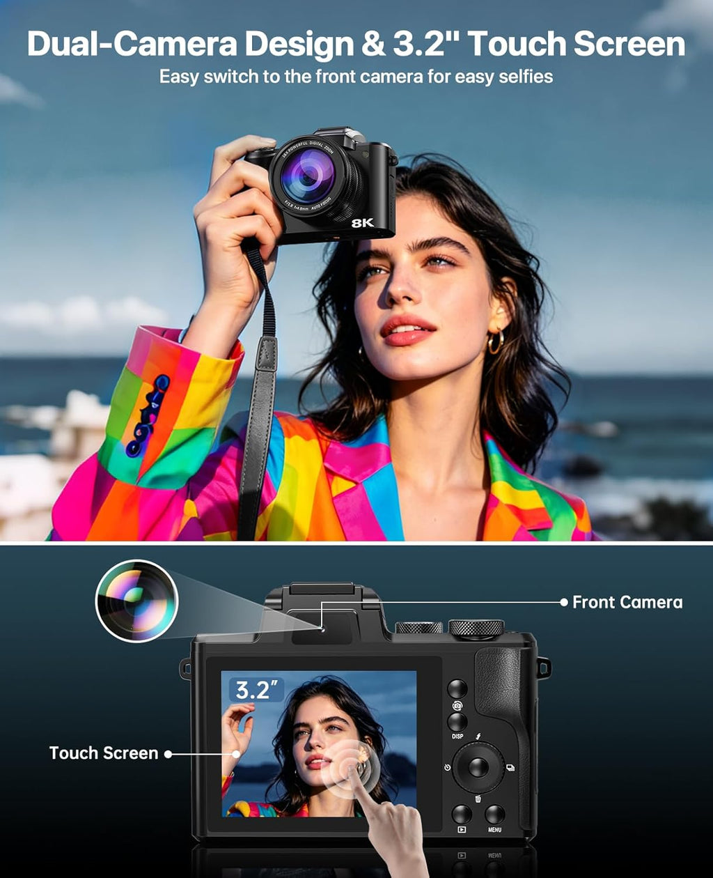 Cámaras digitales 8K para fotografía, enfoque automático 2026 88MP...