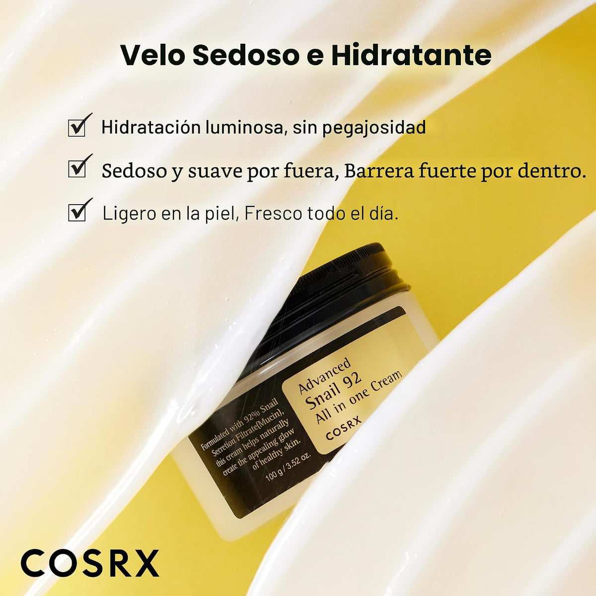 COSRX Snail Mucin 92% humectante facial para piel suave y brillante...