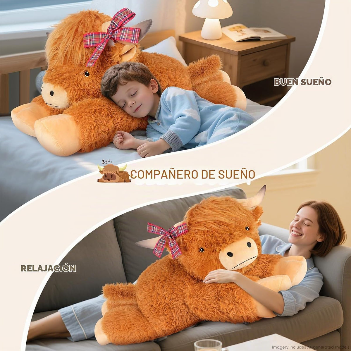 SuzziPals Animales de peluche de vaca gigante de las tierras altas...