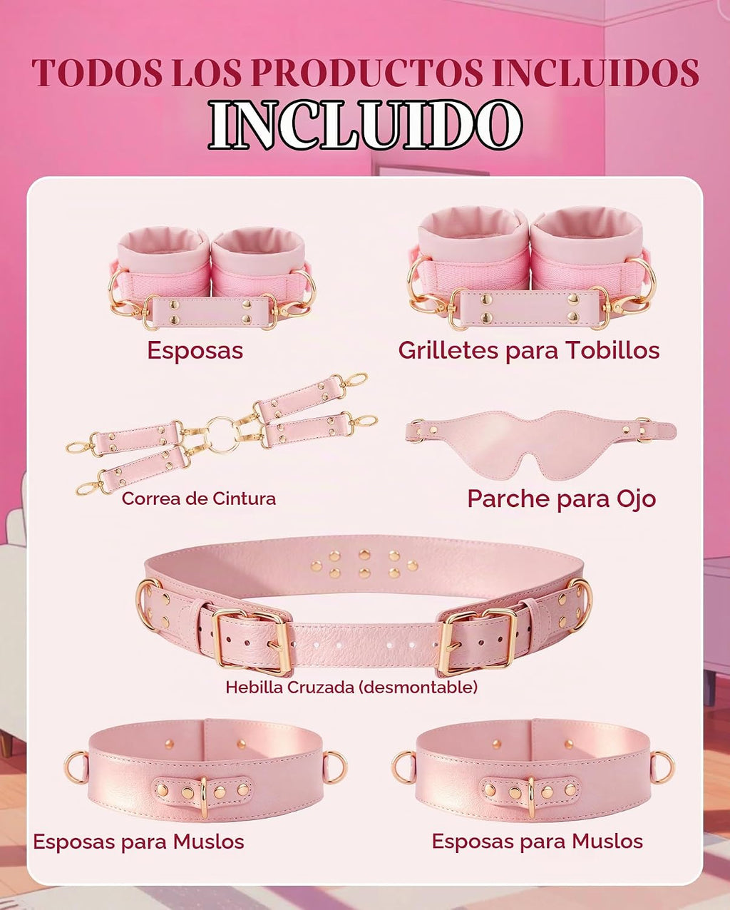 UTIMI - Juego de 6 piezas de sujeción con esposas ajustables, puños...