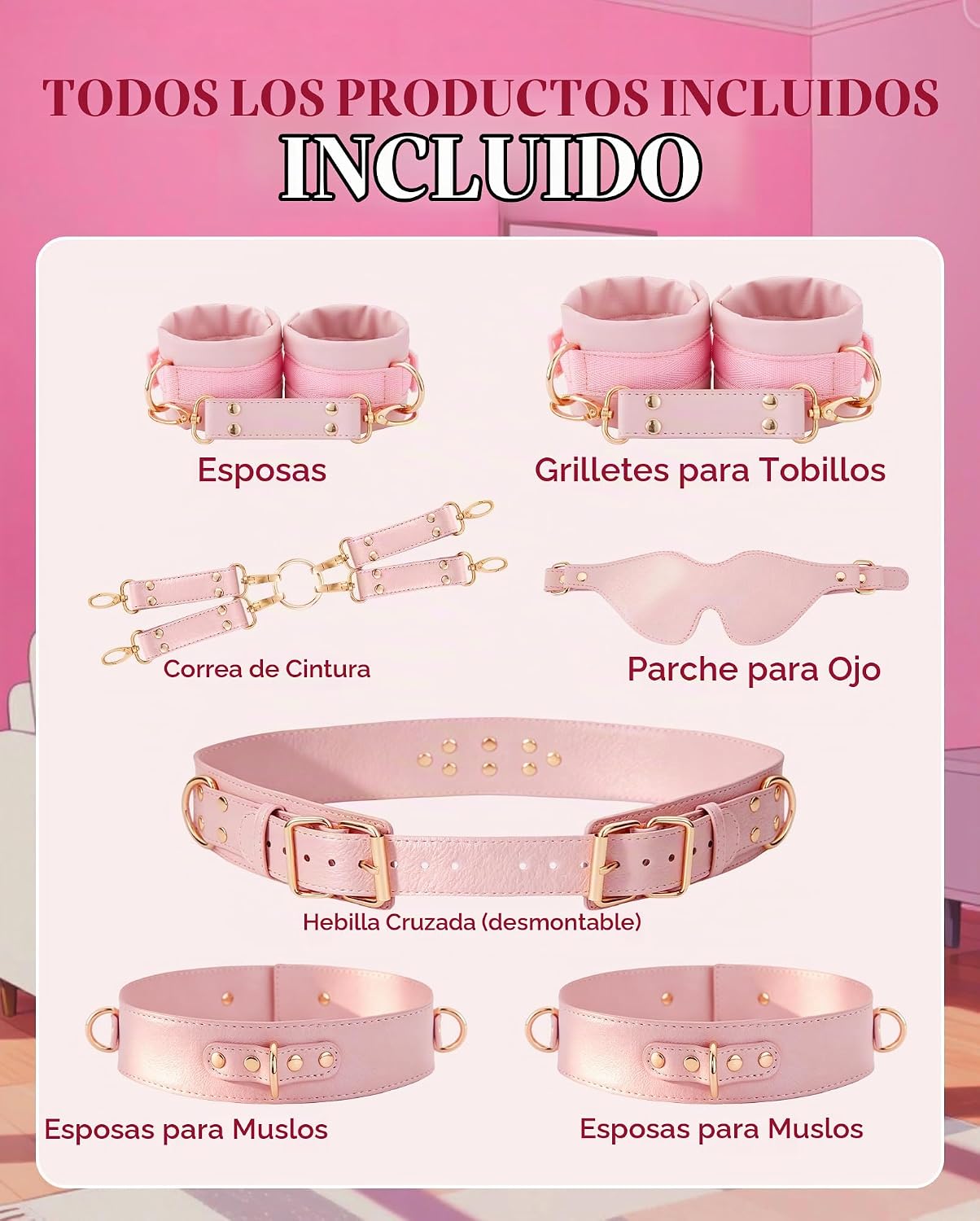 UTIMI - Juego de 6 piezas de sujeción con esposas ajustables, puños...