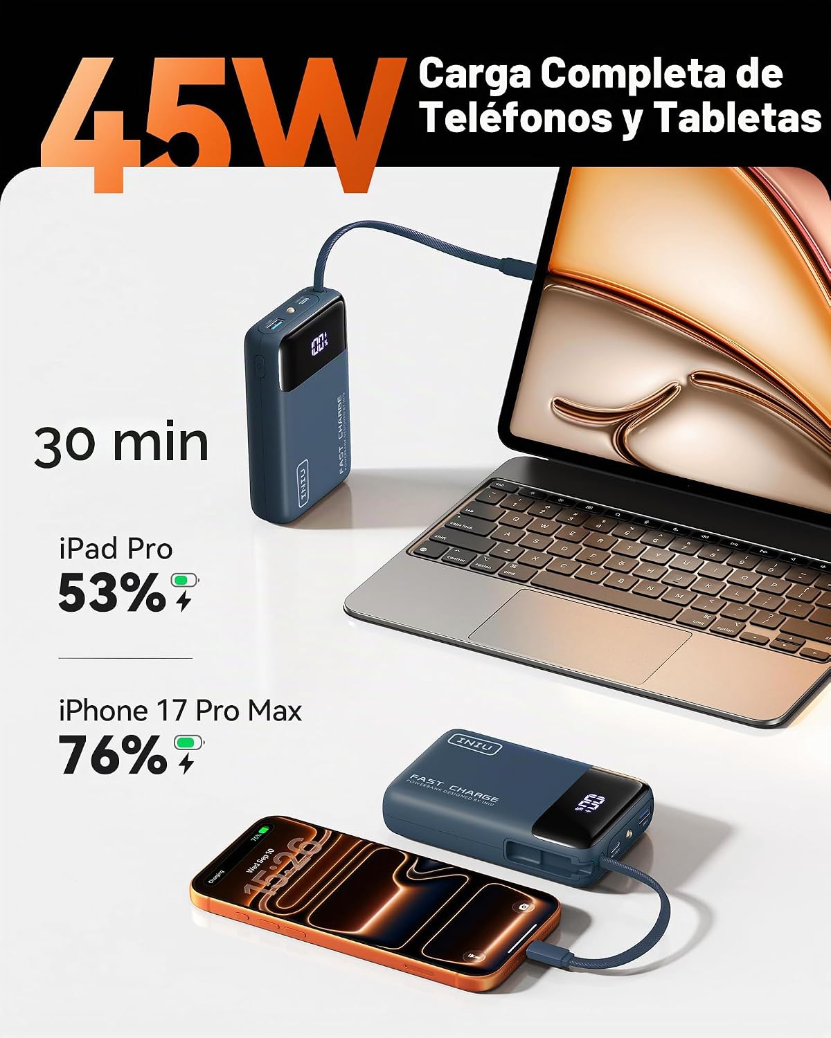 Cargador portátil INIU 20000mAh, banco de carga rápida más pequeño...