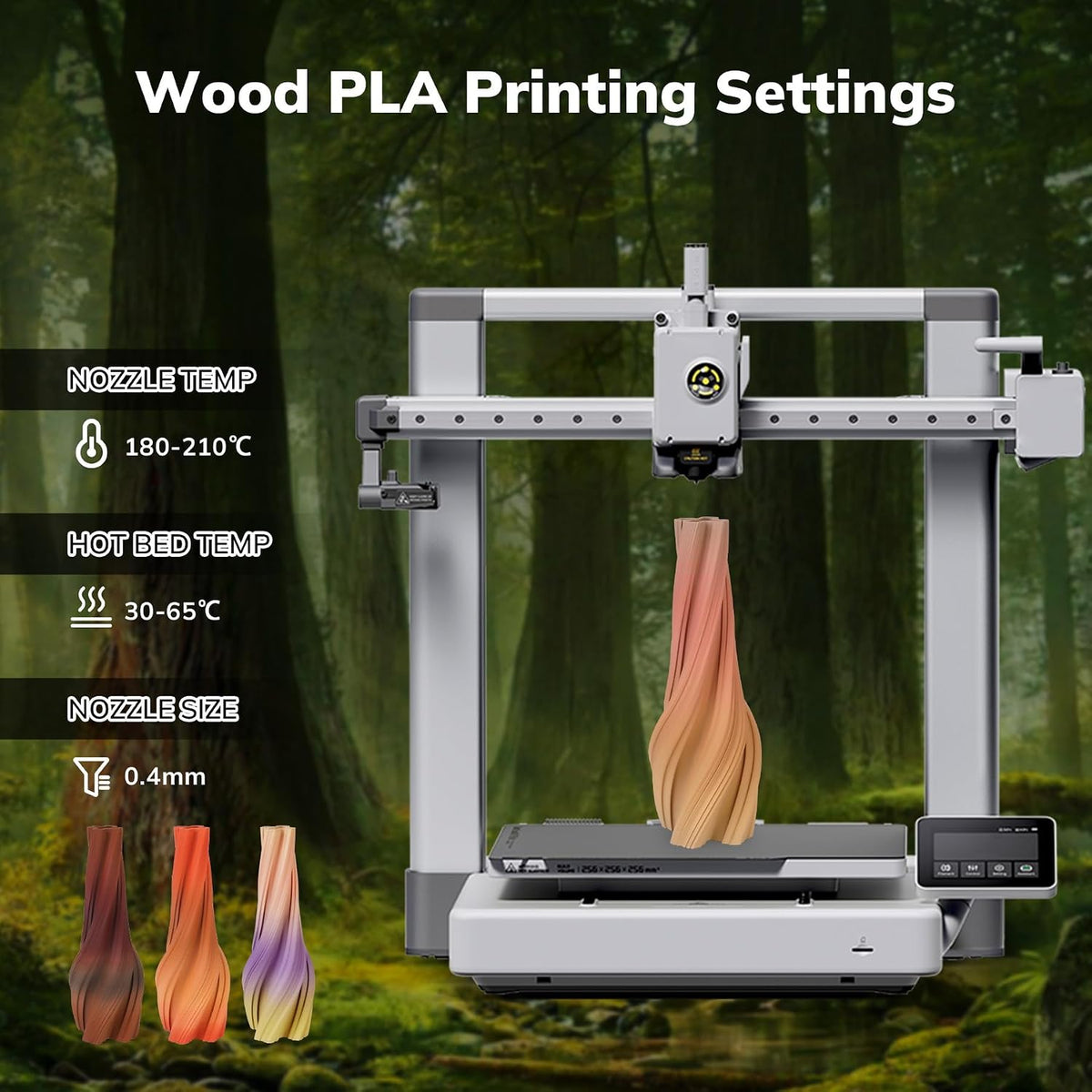 AMOLEN - Filamento de madera PLA para impresora 3D de 0.07 in | Mad...