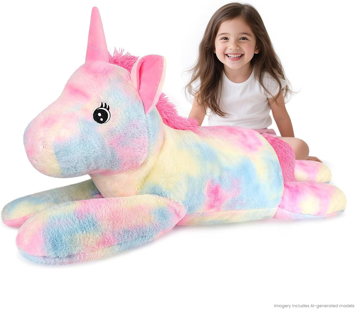 SuzziPals Peluche de unicornio gigante de 43 pulgadas, juguetes de...