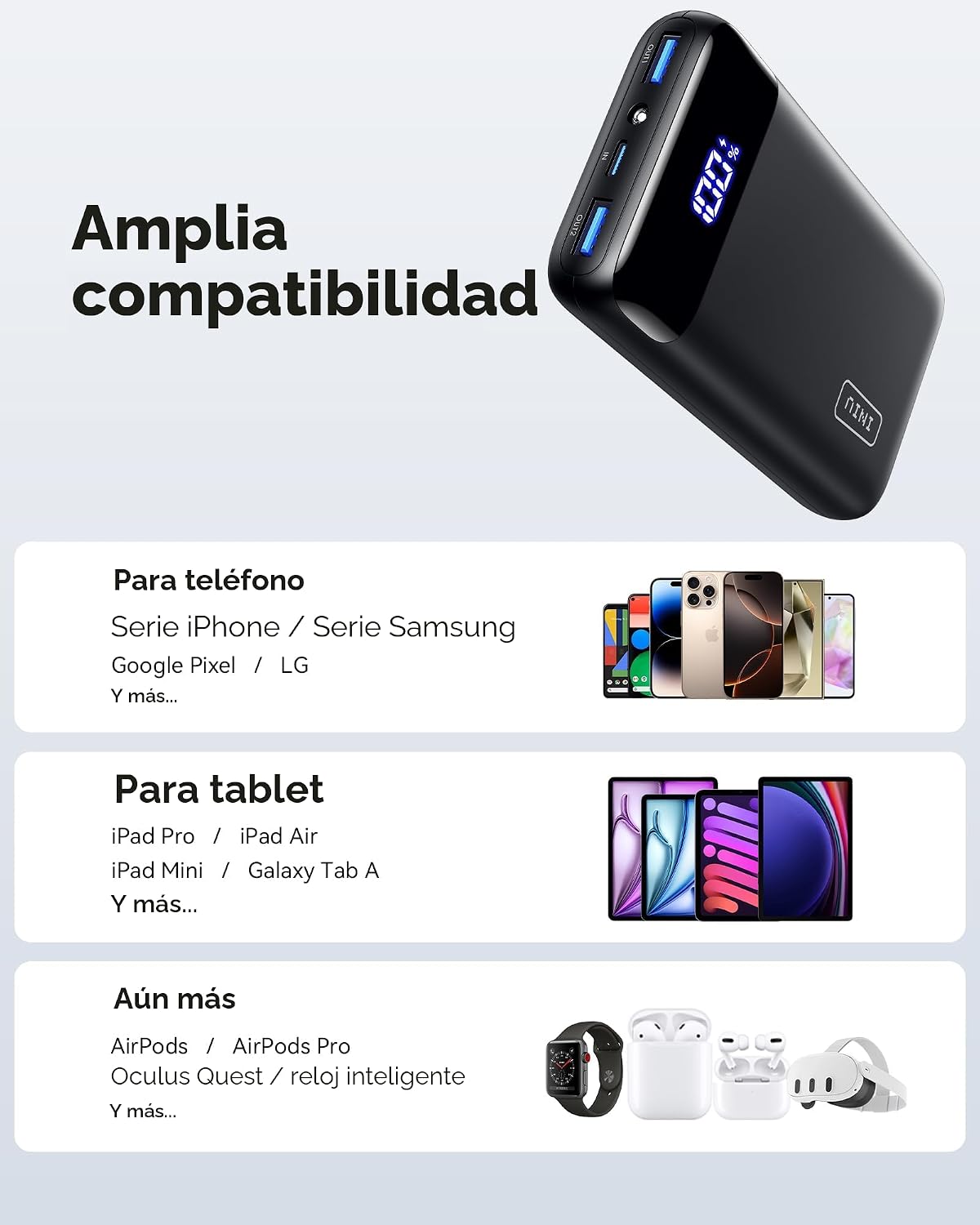 INIU cargador portátil 20000mAh, banco de carga rápida compacto del...