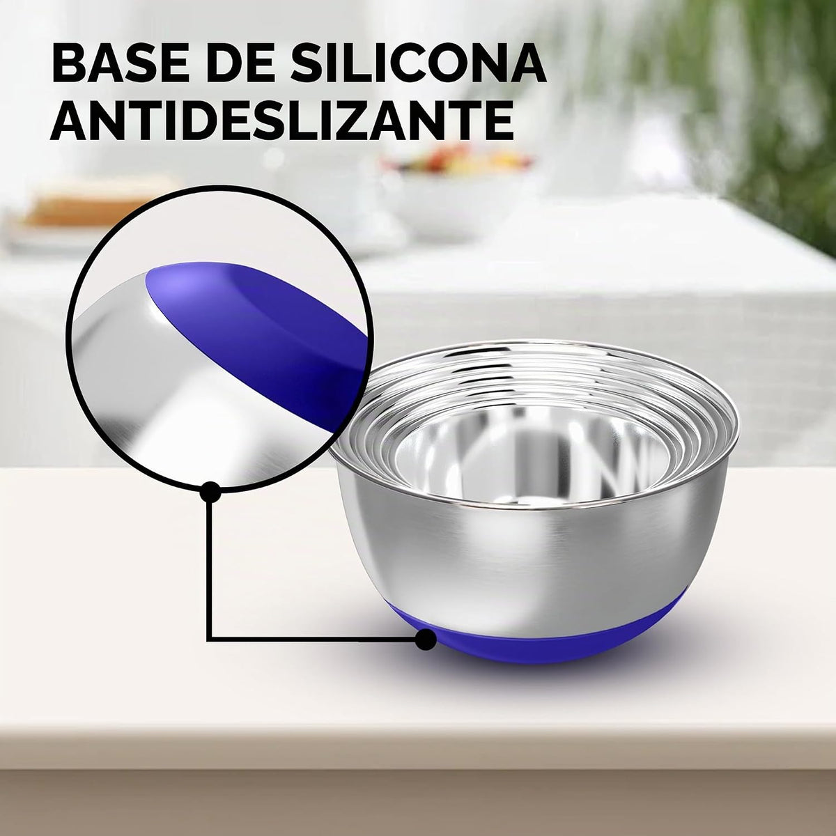KITEISCAT Tazones para mezclar de acero inoxidable con tapas, juego...
