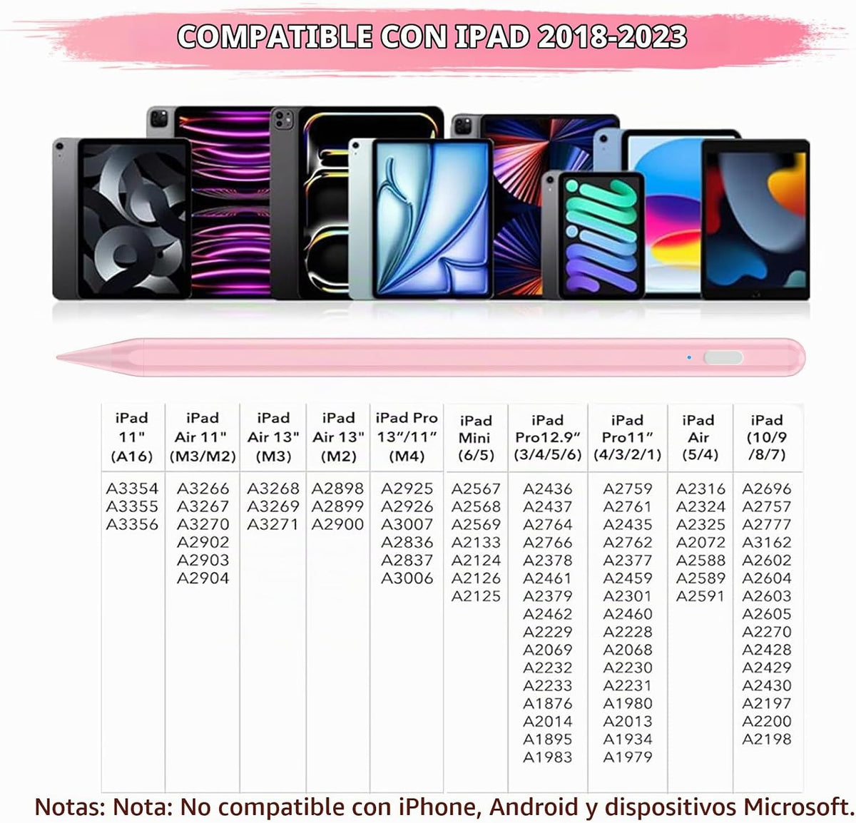 Lápiz capacitivo para iPad A16\/10ª\/9ª Generación, Carga Rápida de...