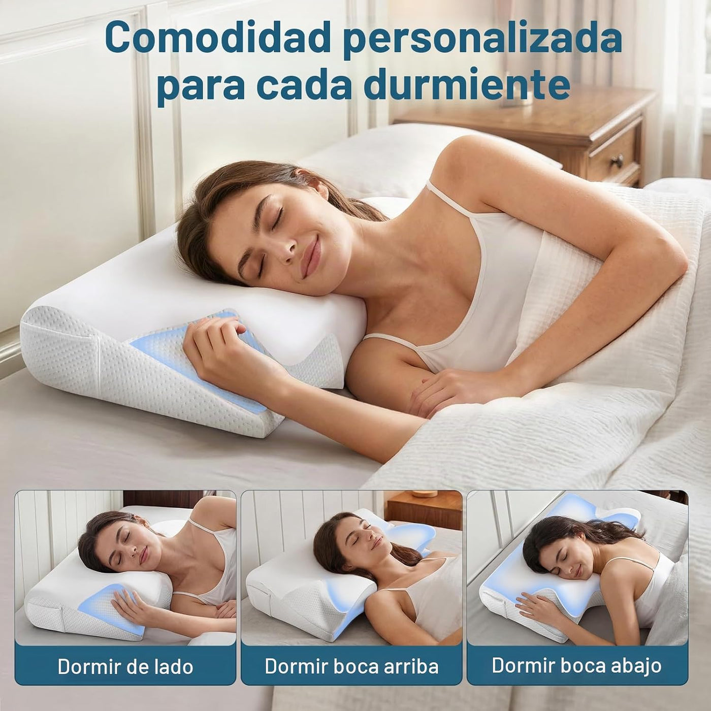 Almohada cervical eficaz para aliviar el dolor para dormir, almohad...