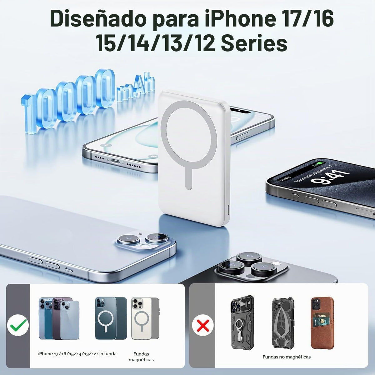 AOGUERBE para cargador portátil MagSafe, cargador magnético de 1000...