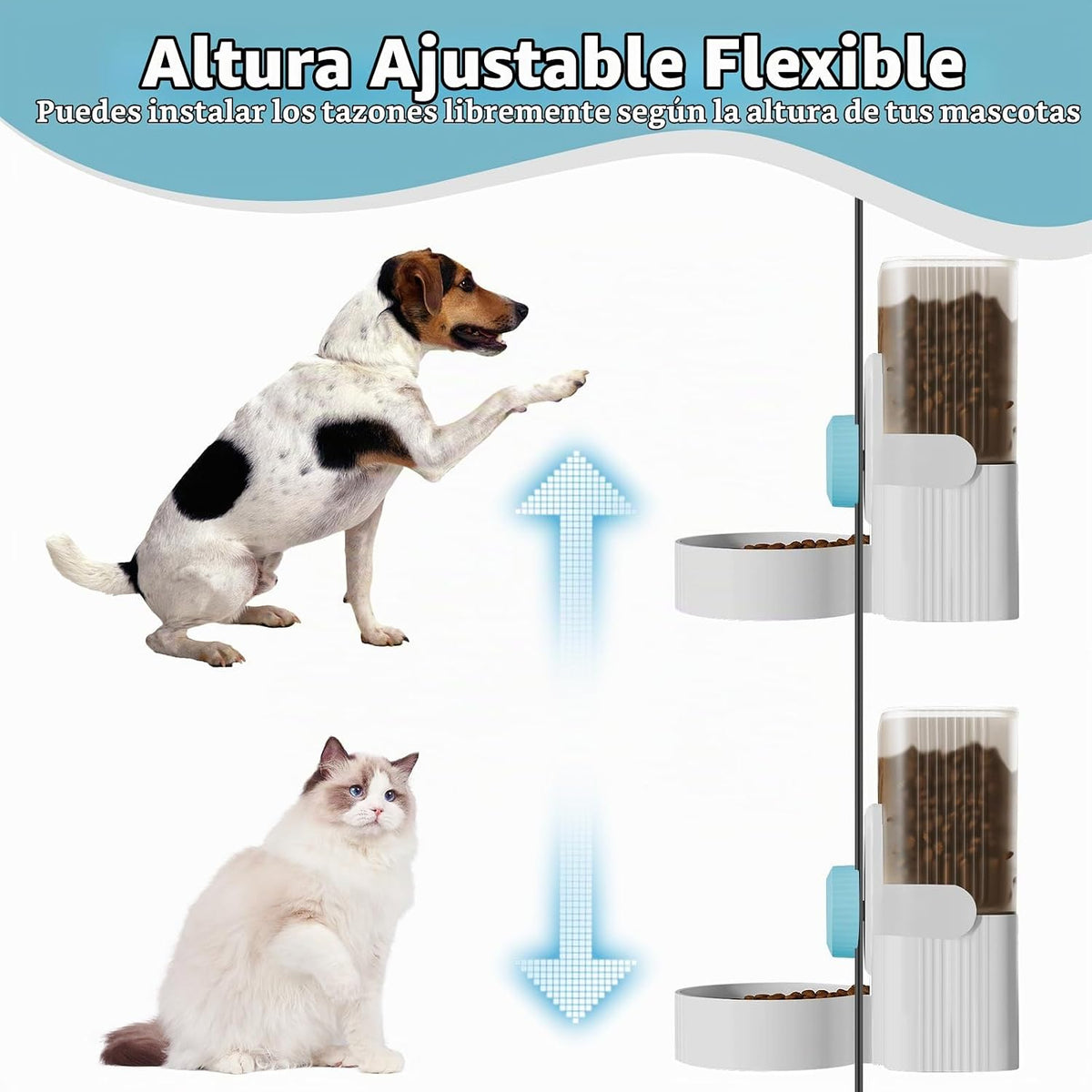 Jaula colgante Auto Pet Food Bowl dispensador de botella de agua, 1...