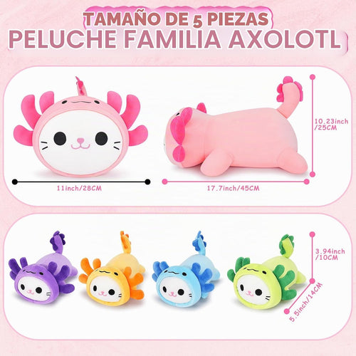 5 piezas de peluche de gato axolotl de animales de peluche familiar...