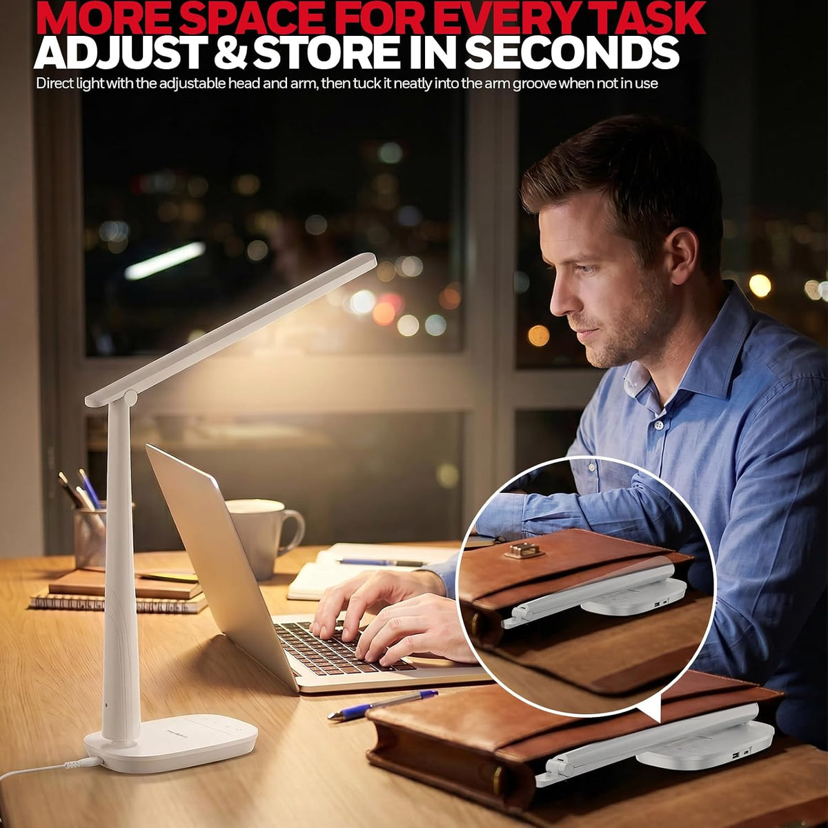 Honeywell Lámpara de escritorio LED para oficina en casa, luz de le...