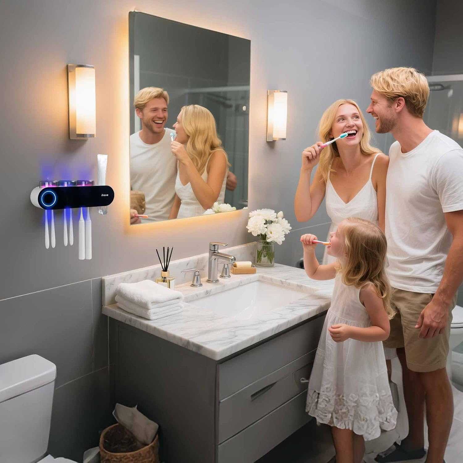 iHave Soportes para cepillos de dientes eléctricos de pared con 3 v...