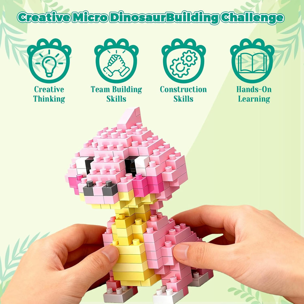 IBLOTIME Juego de 10 mini bloques de construcción de dinosaurios, 1...