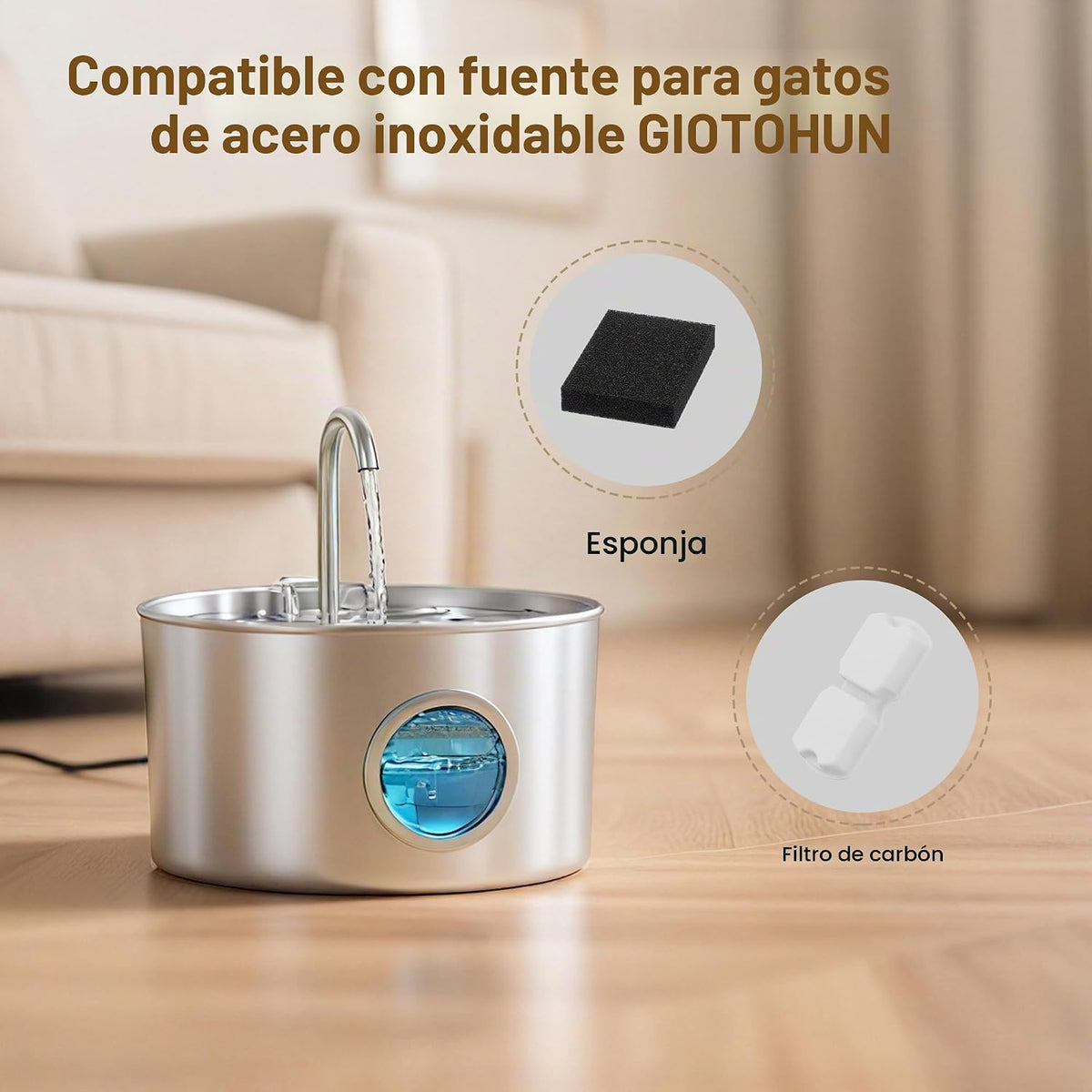 GIOTOHUN Filtros para fuente de agua para gatos: filtro de 40 fuent...