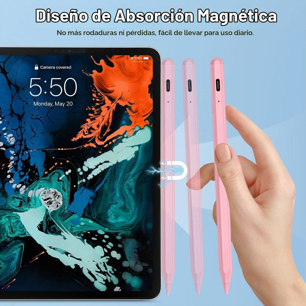 BLEBLE - Lápiz capacitivo para iPad 2018-2026, lápiz de carga rápid...