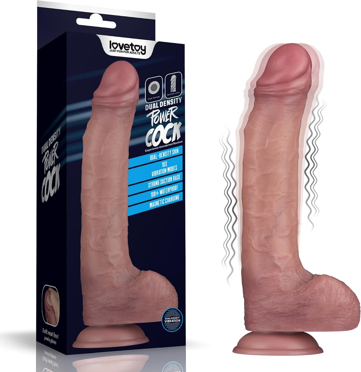 Consolador anal vibrador realista de 11 pulgadas con ventosa, 10 mo...