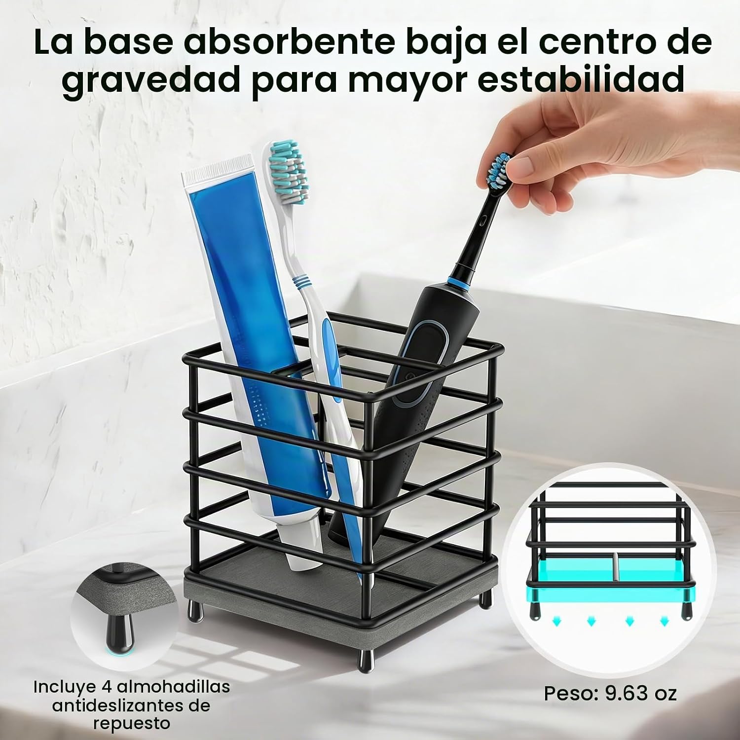 BOTEMY Portacepillos de dientes con alfombrilla de secado rápido, s...