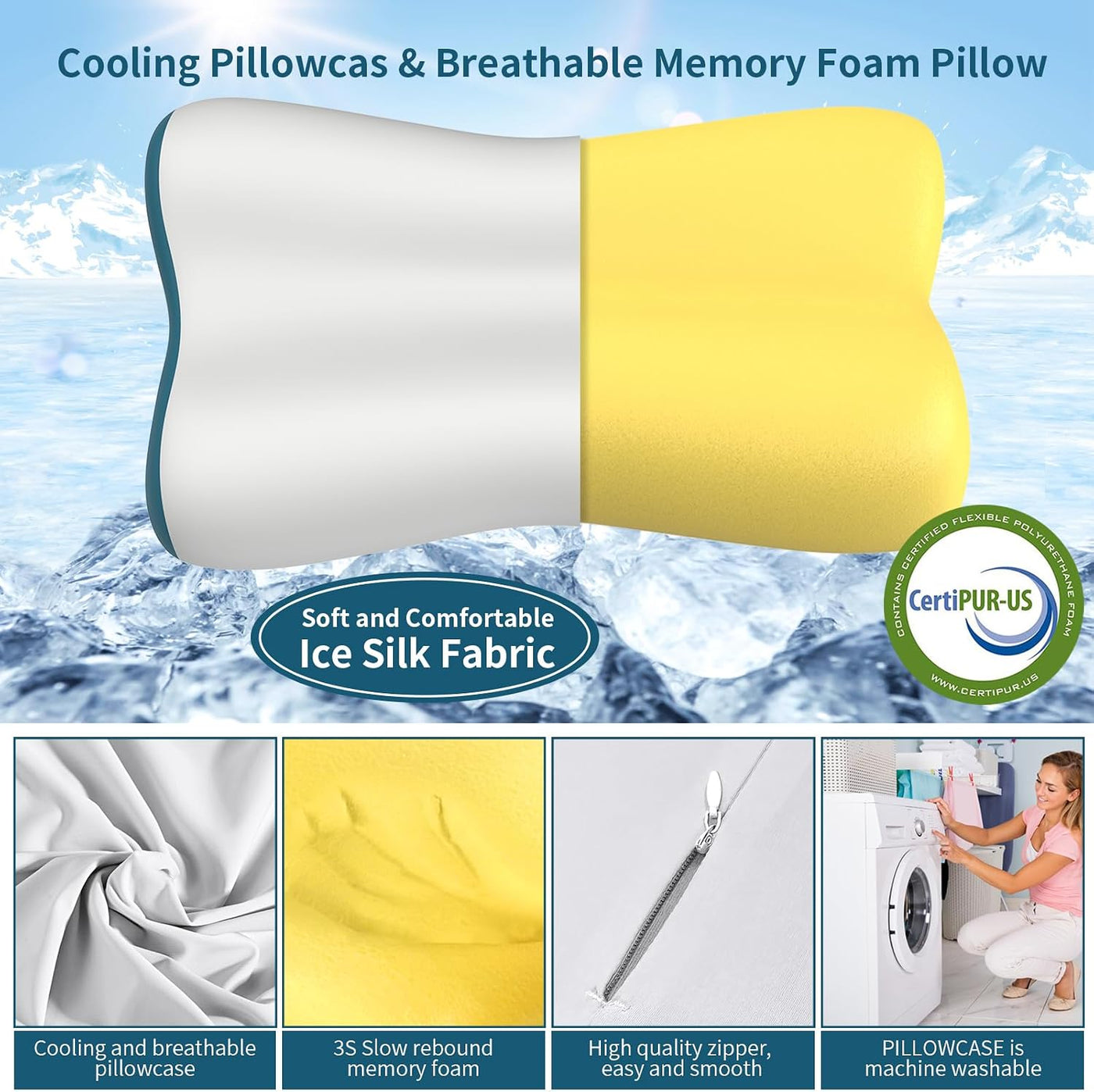 Almohada cervical de contorno de espuma viscoelástica para aliviar...