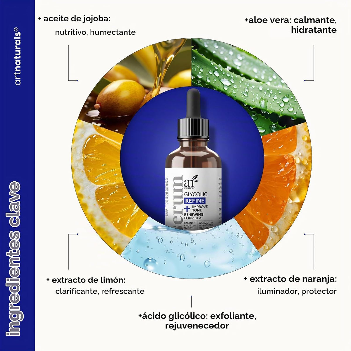ArtNaturals - Suero facial de ácido glicólico, vitamina C y aloe ve...