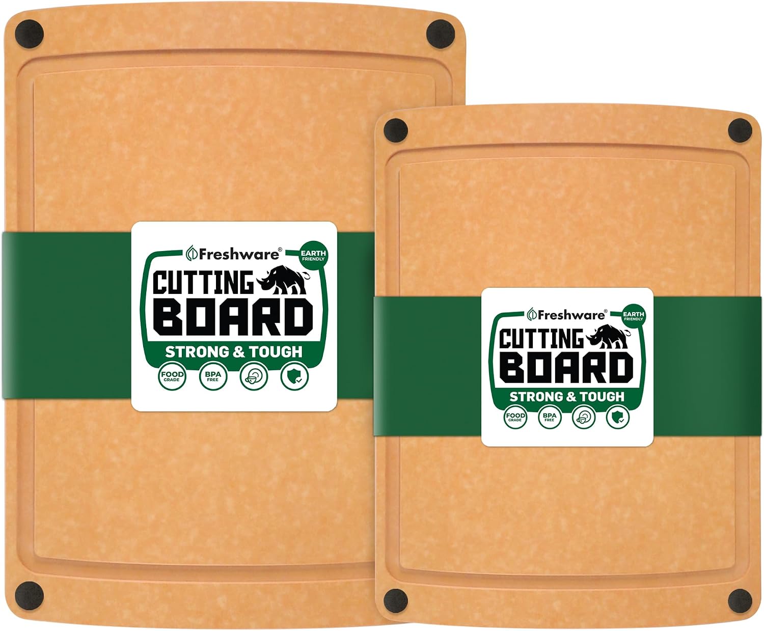 Freshware Tablas de cortar de madera para cocina, ranura para jugos...
