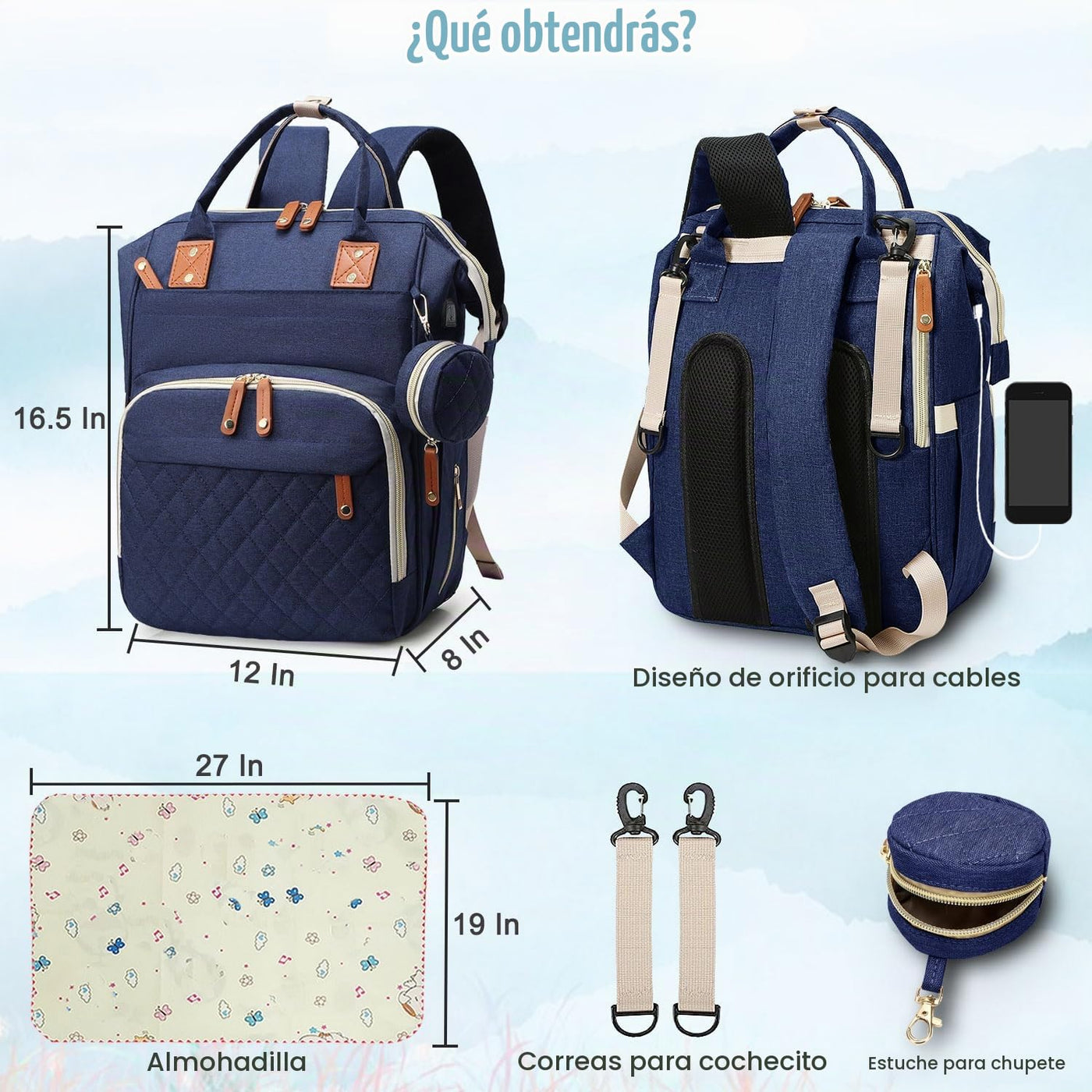 SHITIESHOU Bolsa de pañales mochila para bebé, bolsa de pañales par...
