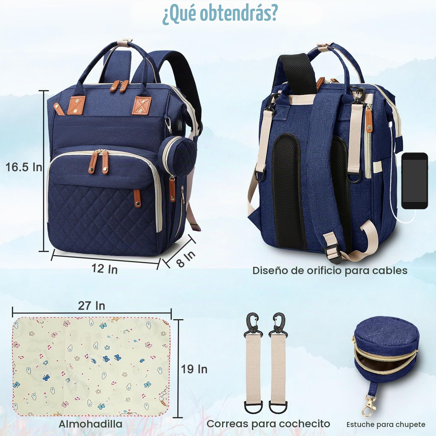 SHITIESHOU Bolsa de pañales mochila para bebé, bolsa de pañales par...