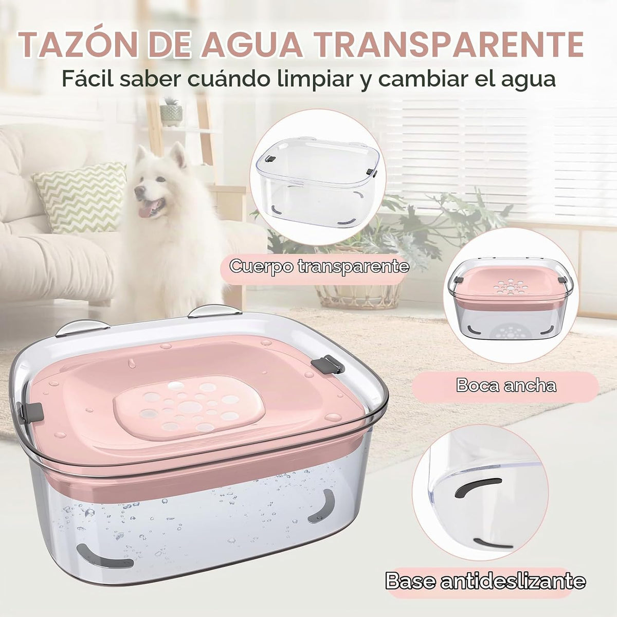 AONKEY Tazón de agua para perros de 3 litros sin derrames, 101 onza...