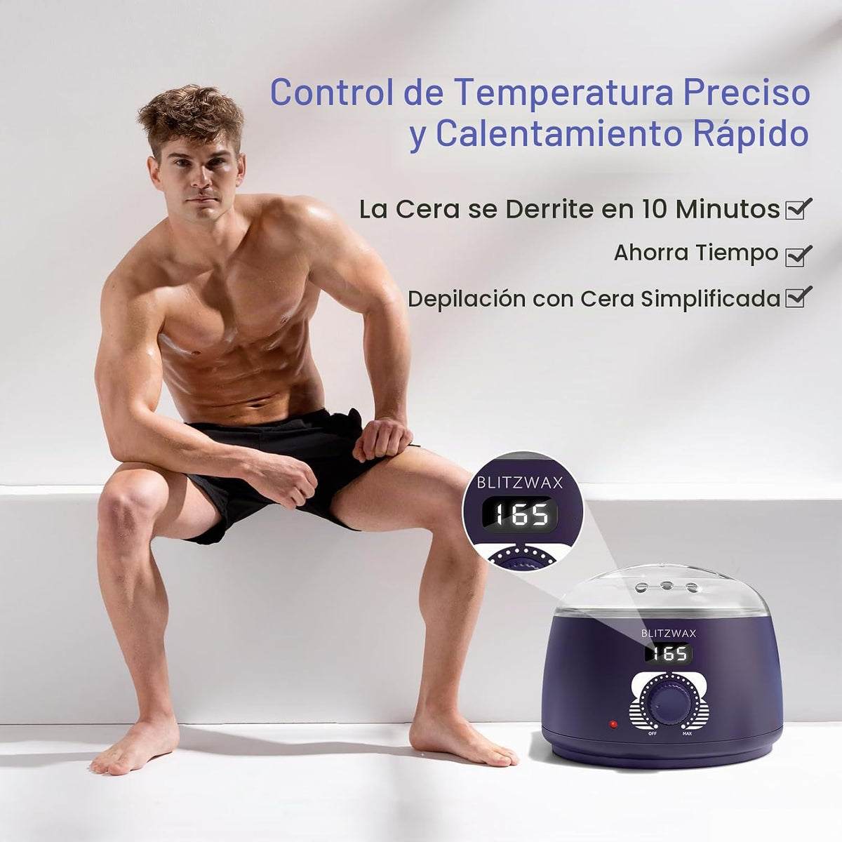 BLITZWAX Kit de depilación para hombres, calentador de cera dura de...