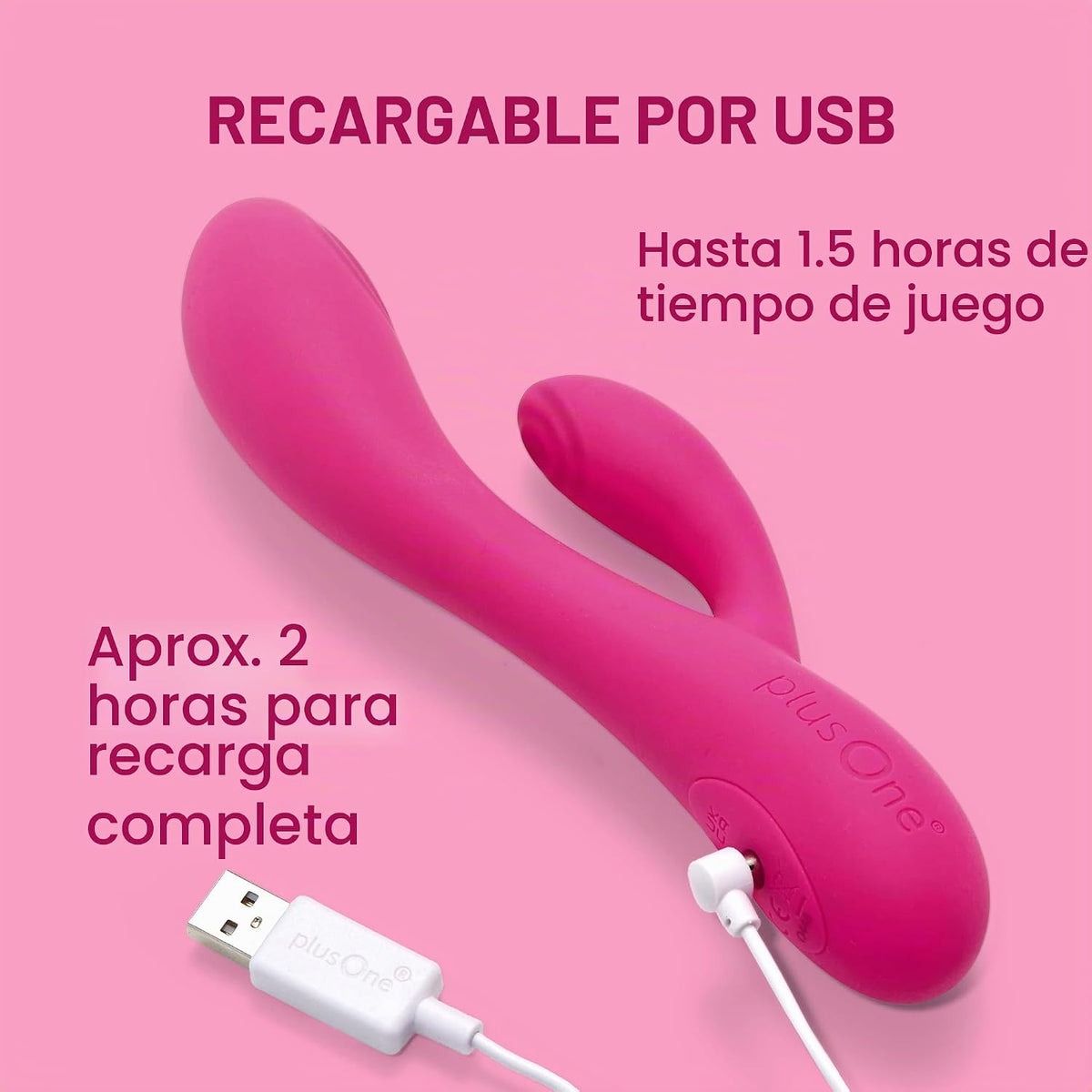 plusOne Masajeador personal con doble vibrador de conejo, 10 ajuste...