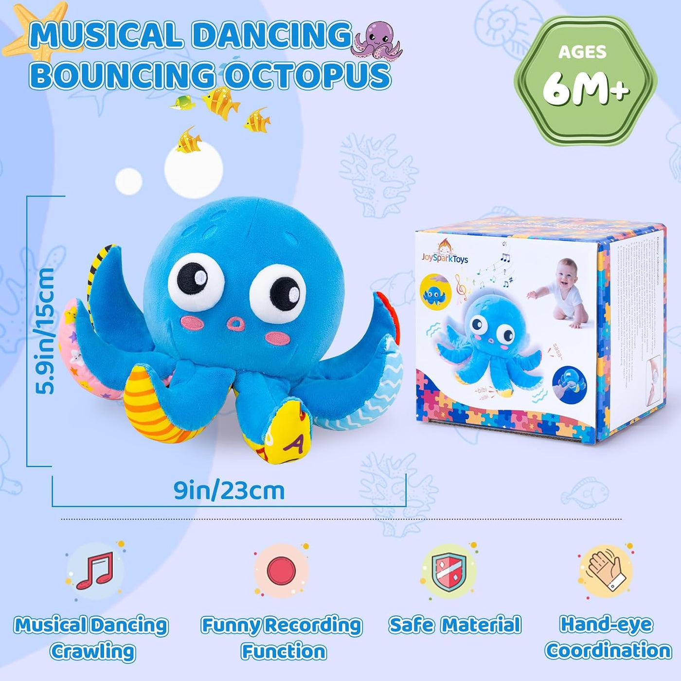 Juguetes para bebés de 6 a 12 meses, juguetes musicales de pulpo sa...