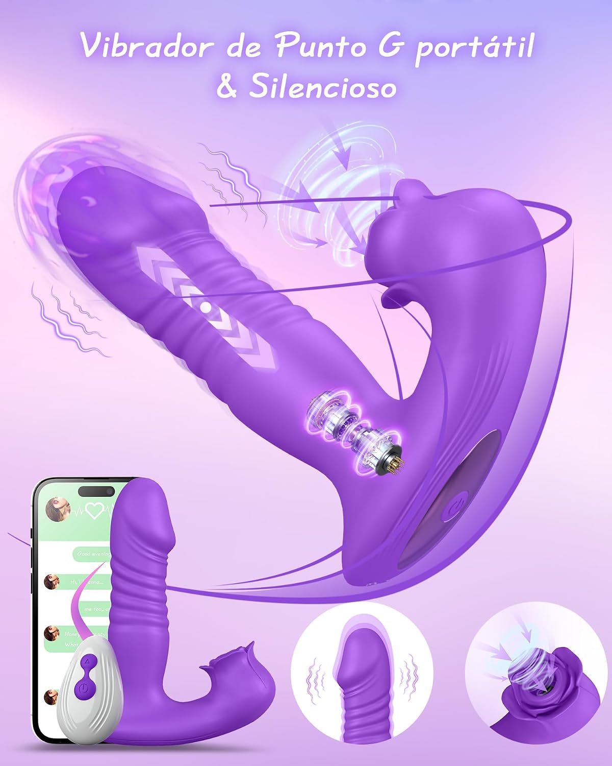 Juguetes sexuales de rosa para mujeres, vibrador de estimulación po...