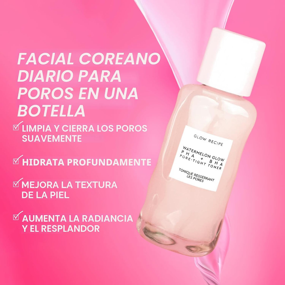 Glow Recipe PHA + BHA Tónico facial, tónico exfoliante coreano para...