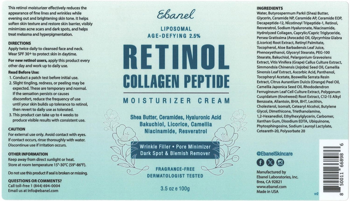 Ebanel Paquete de crema hidratante y suero de retinol al 2.5%
