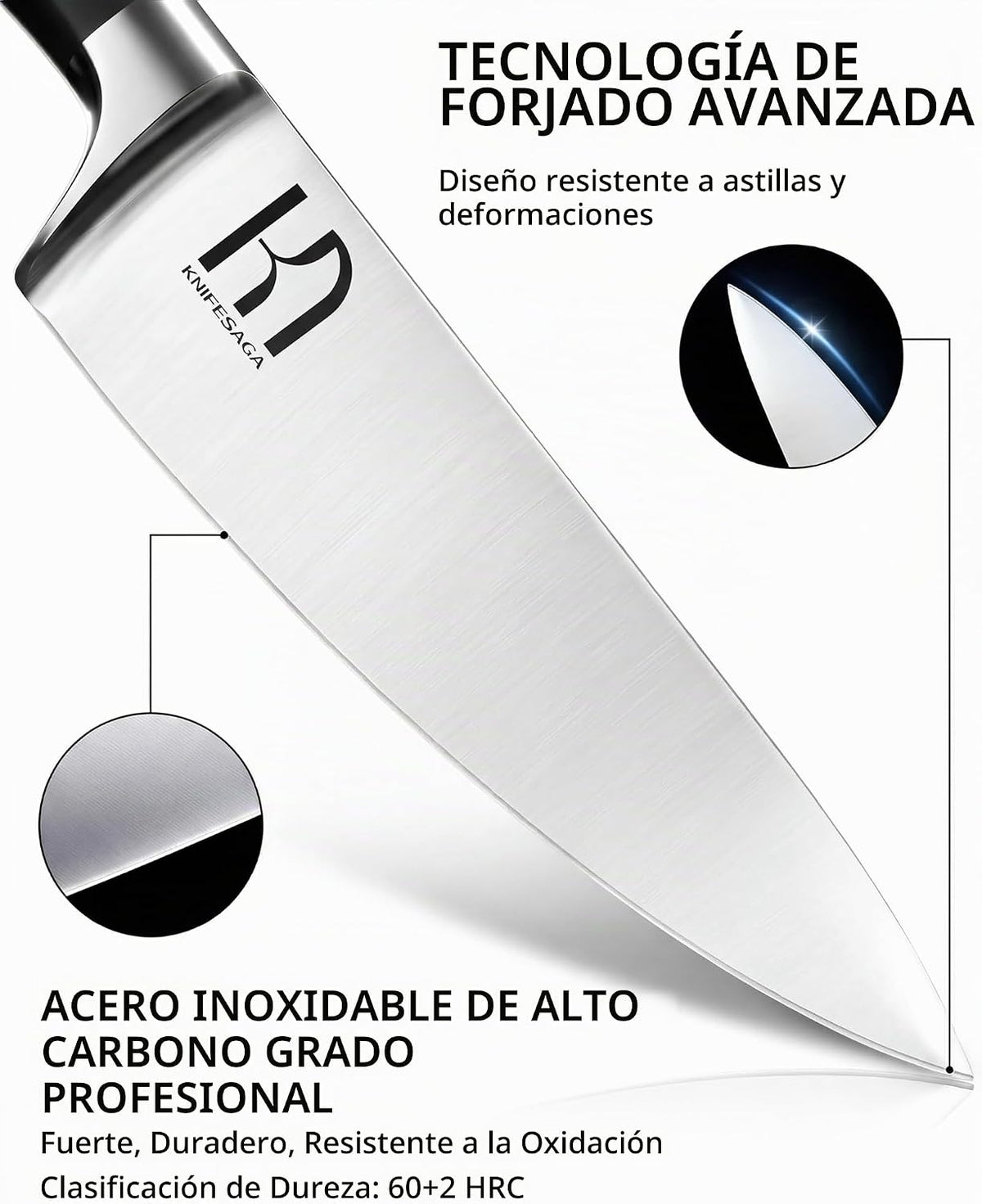 KnifeSaga - Juego de bloques de cuchillos de 15 piezas con afilador...