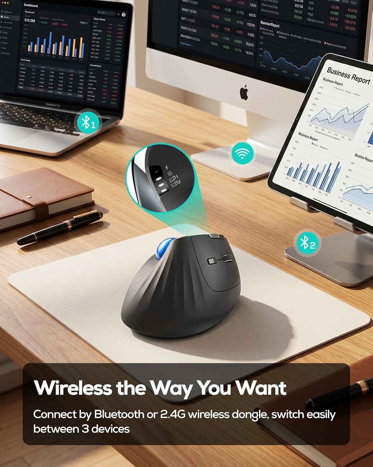Nulea Ratón de Trackball ergonómico ergonómico controlado por el pu...