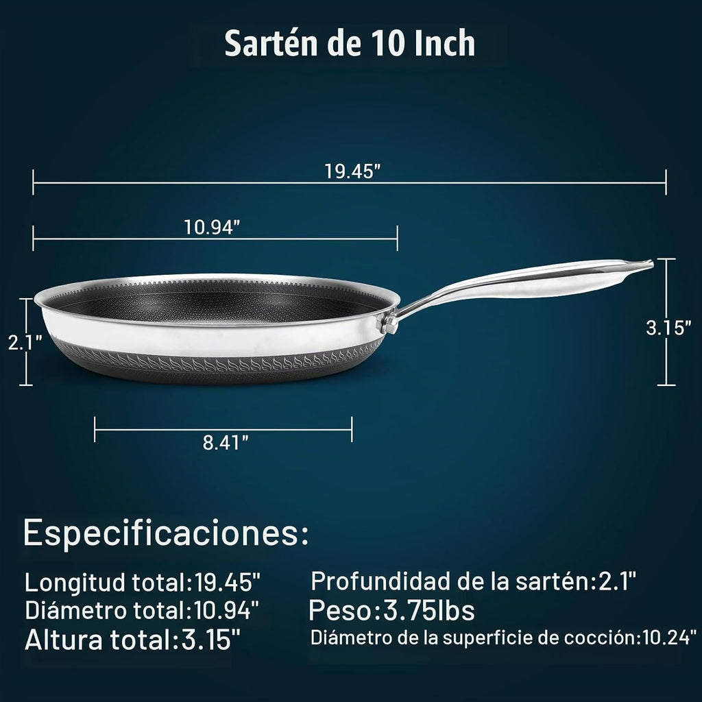 Legacy Culinaryware - Sartén híbrida de acero inoxidable de tres ca...