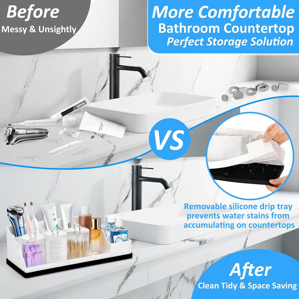 Organizador de Encimera de Baño, Soportes de Silicona Blanca para C...