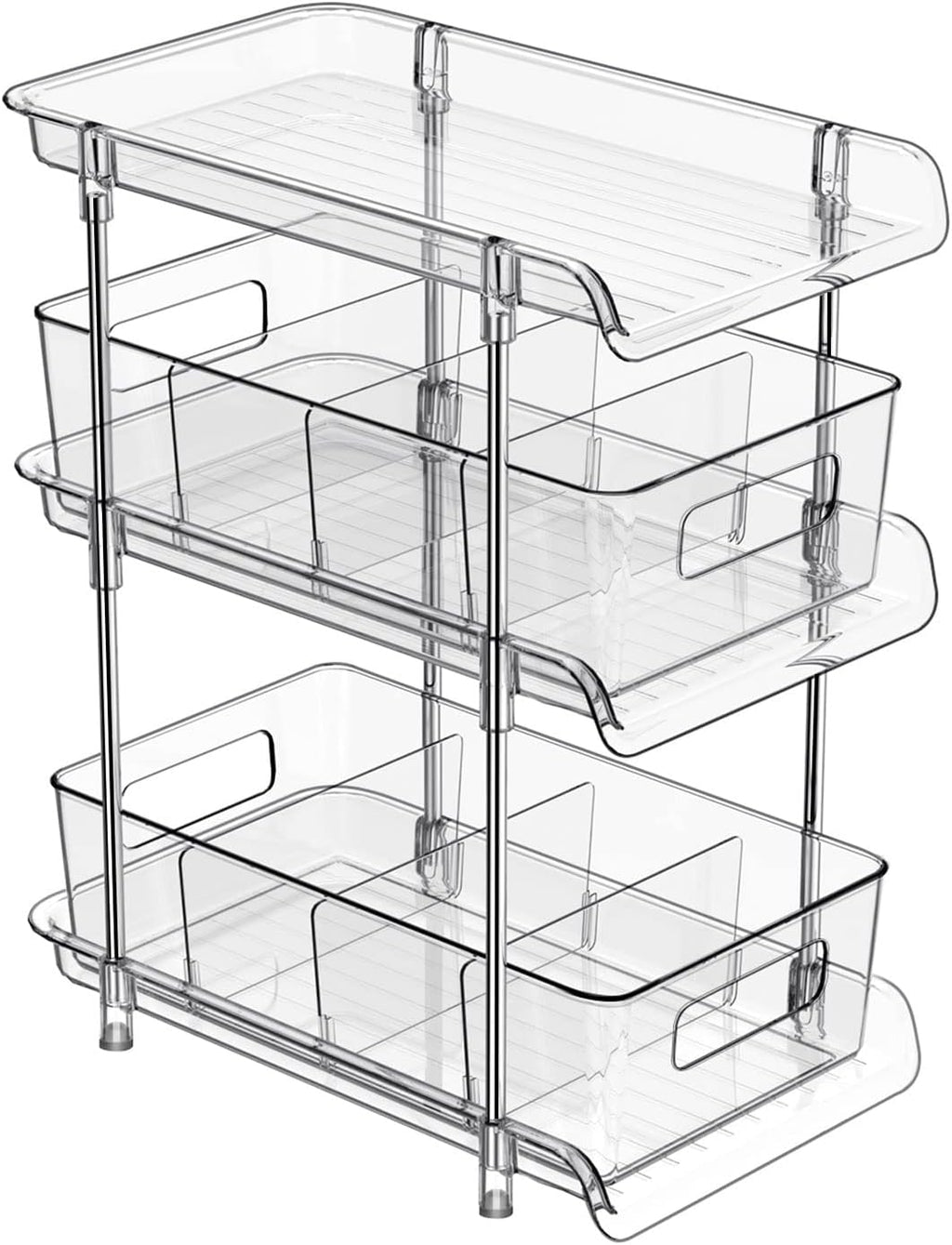 Organizador de baño transparente de 3 niveles con divisores, organi...