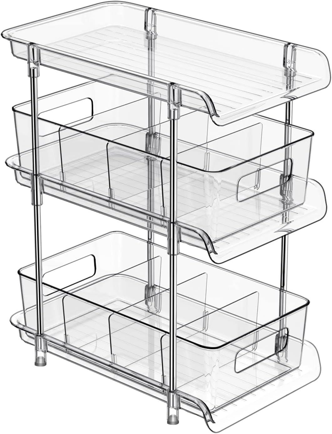 Organizador de baño transparente de 3 niveles con divisores, organi...
