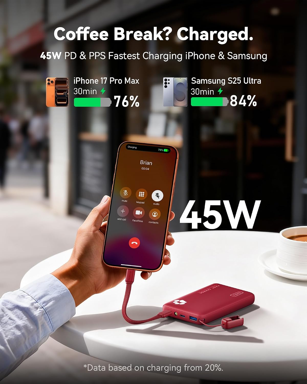 INIU 10000mAh 45W cargador portátil de carga rápida, banco de energ...
