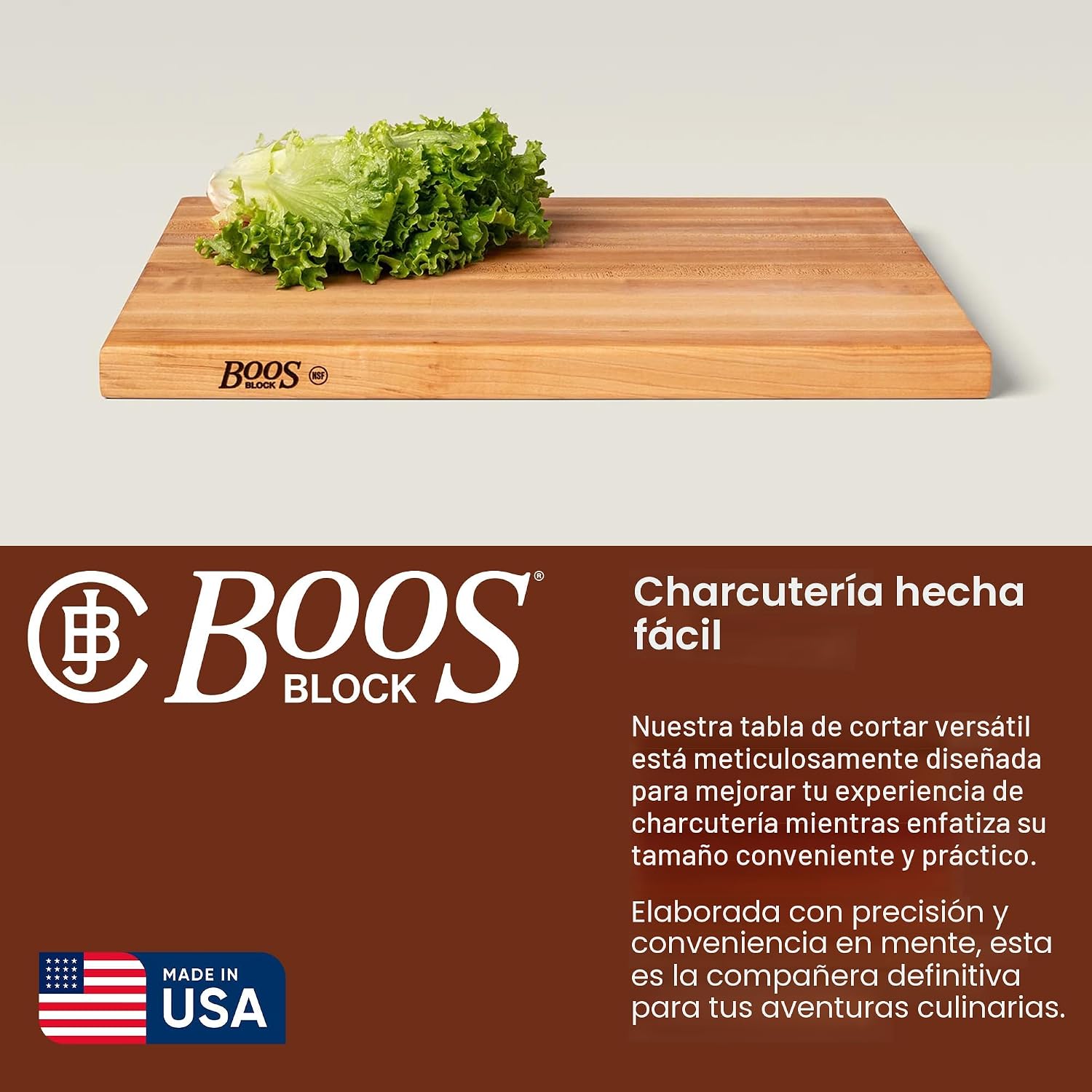 John Boos R-Board Series Tabla de cortar rectangular de madera de a...