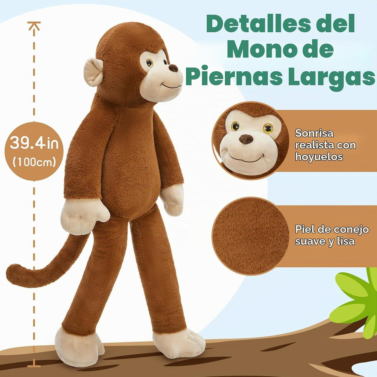 Tezituor Juguetes de mono de peluche de 1.45kg, mono gigante de 1 m...