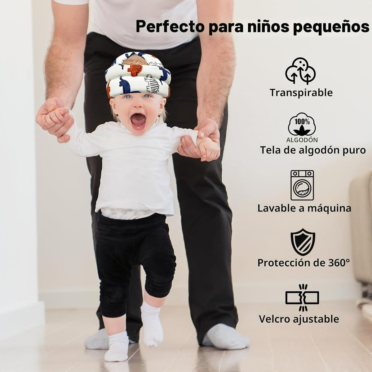 Protector de cabeza de bebé para gatear caminando, casco de bebé aj...
