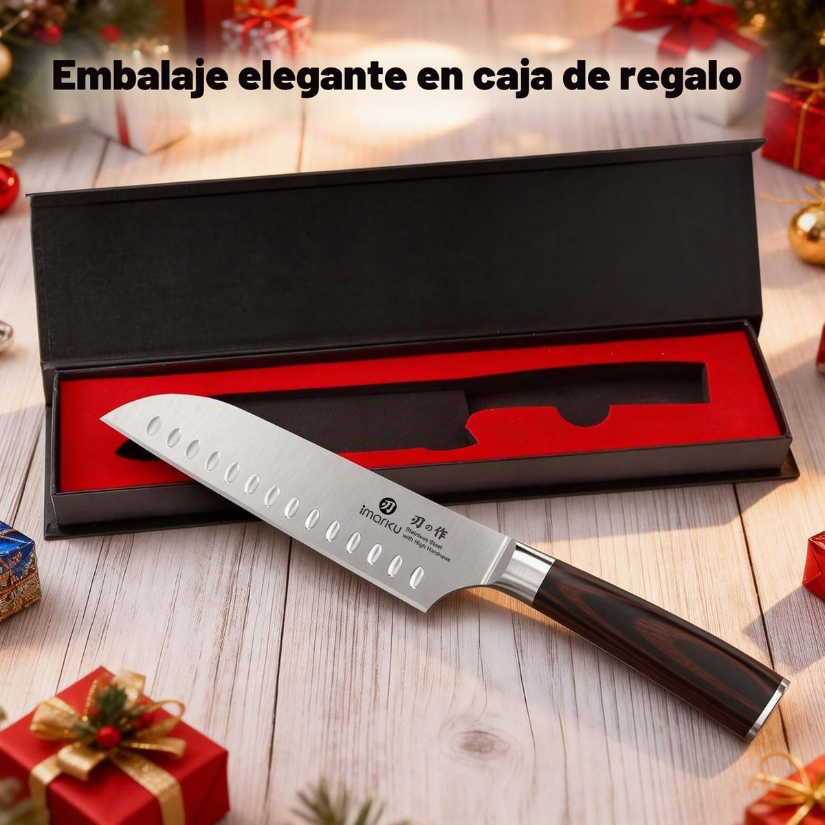 imarku Santoku Cuchillo de chef japonés de acero inoxidable de alto...